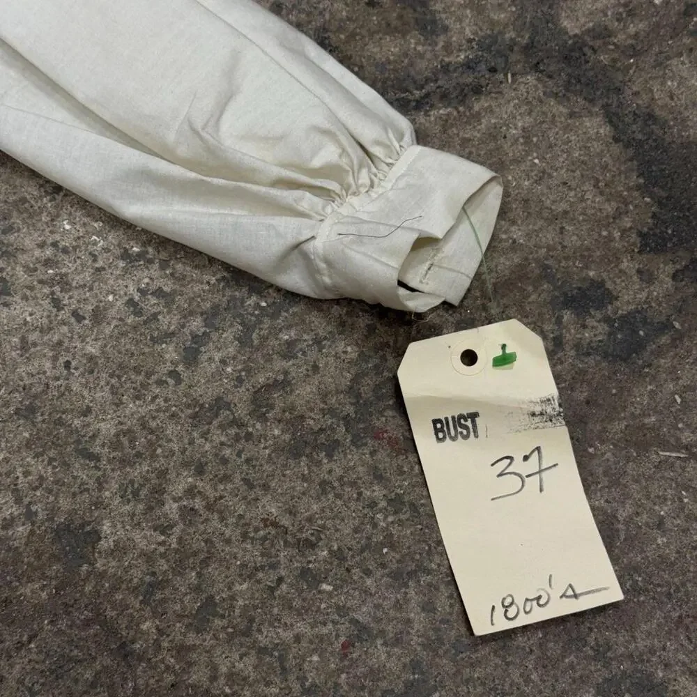 White 50s does 1800s Vintage Cotton HighNeck Victorian Style Film Costume Blouse - Picture 5 of 8